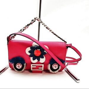 Fendi Pink and Blue Floral Crossbody Bag